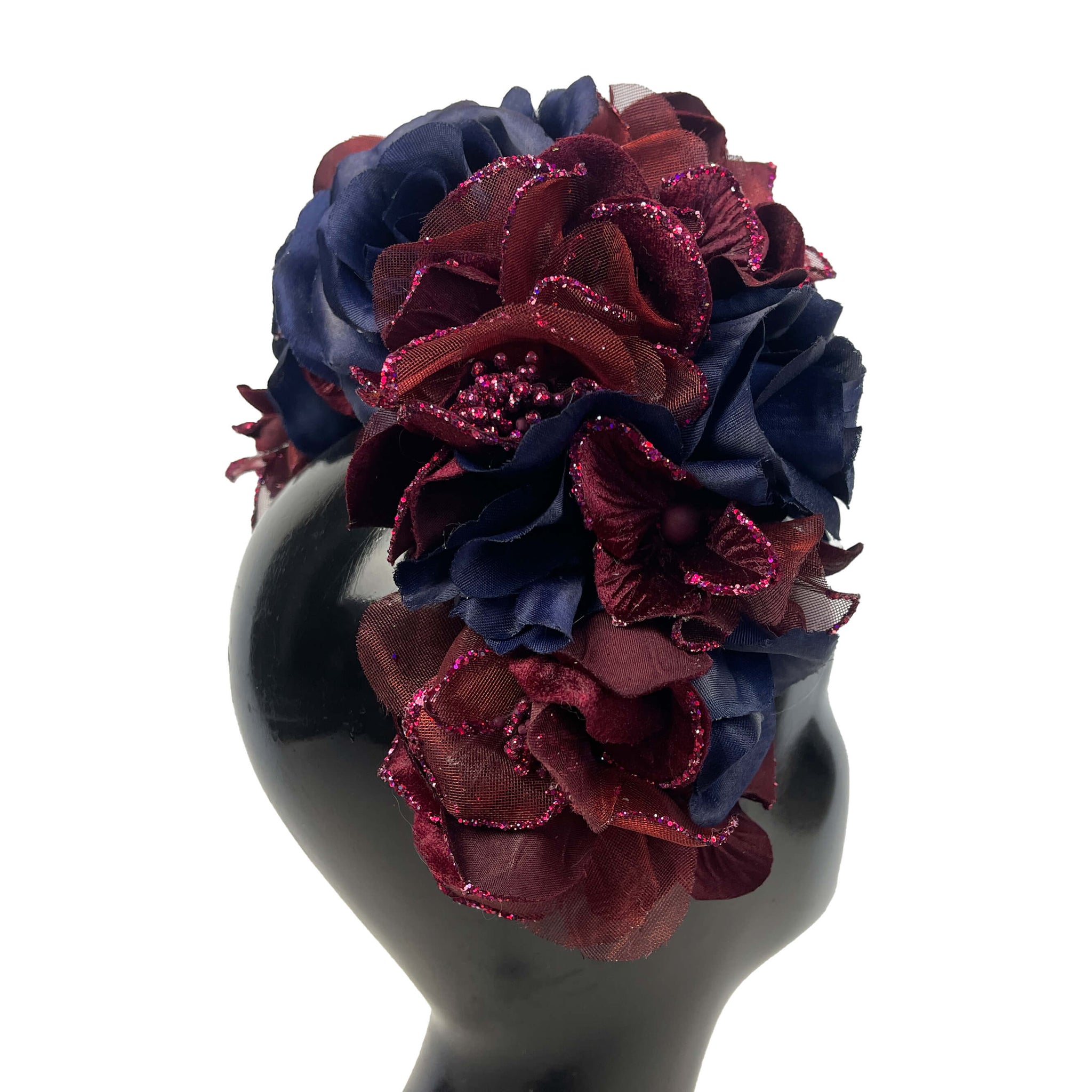Flower Crown, dark blue and burgundy