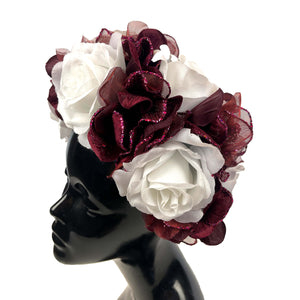 Flower Crown, white and burgundy