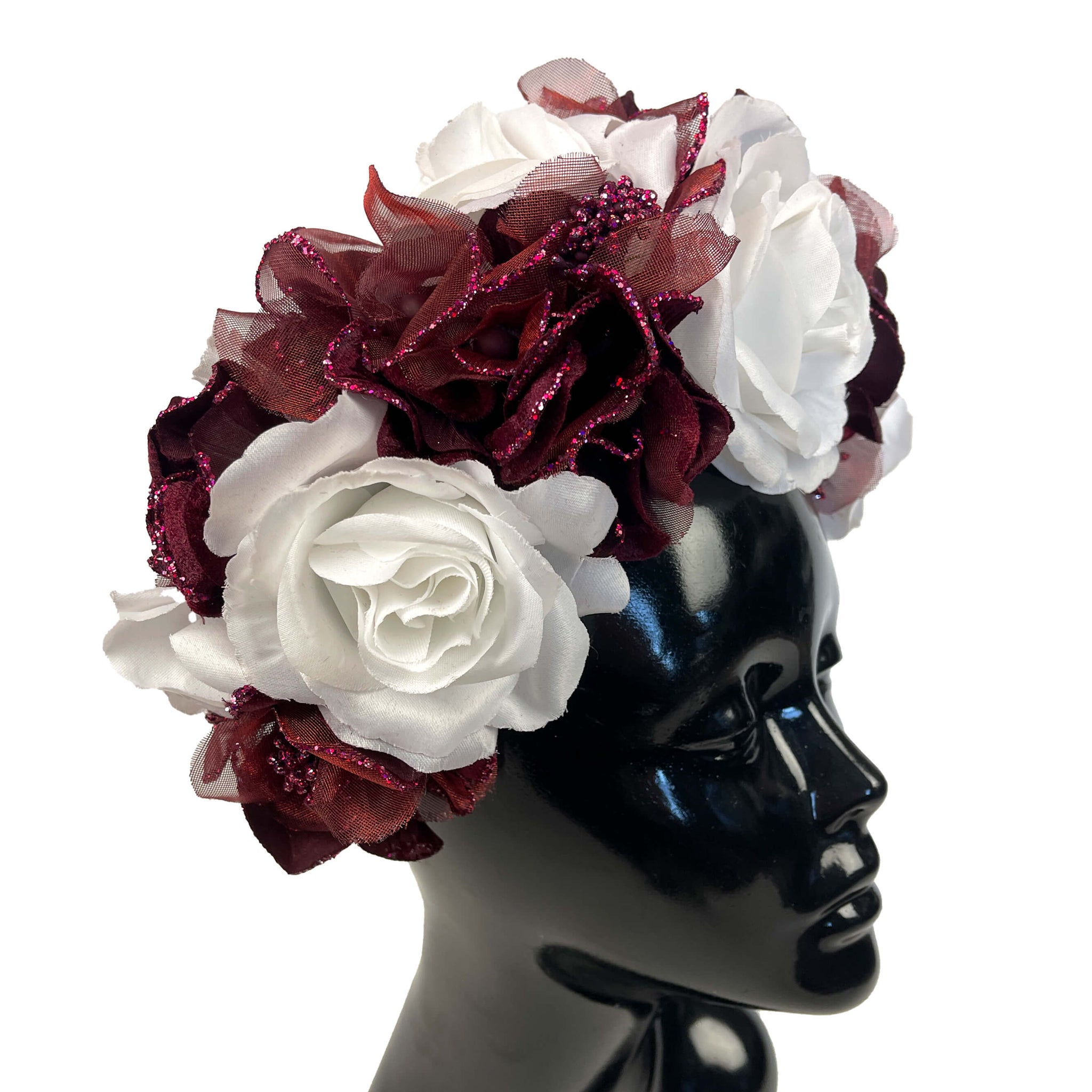 Flower Crown, white and burgundy