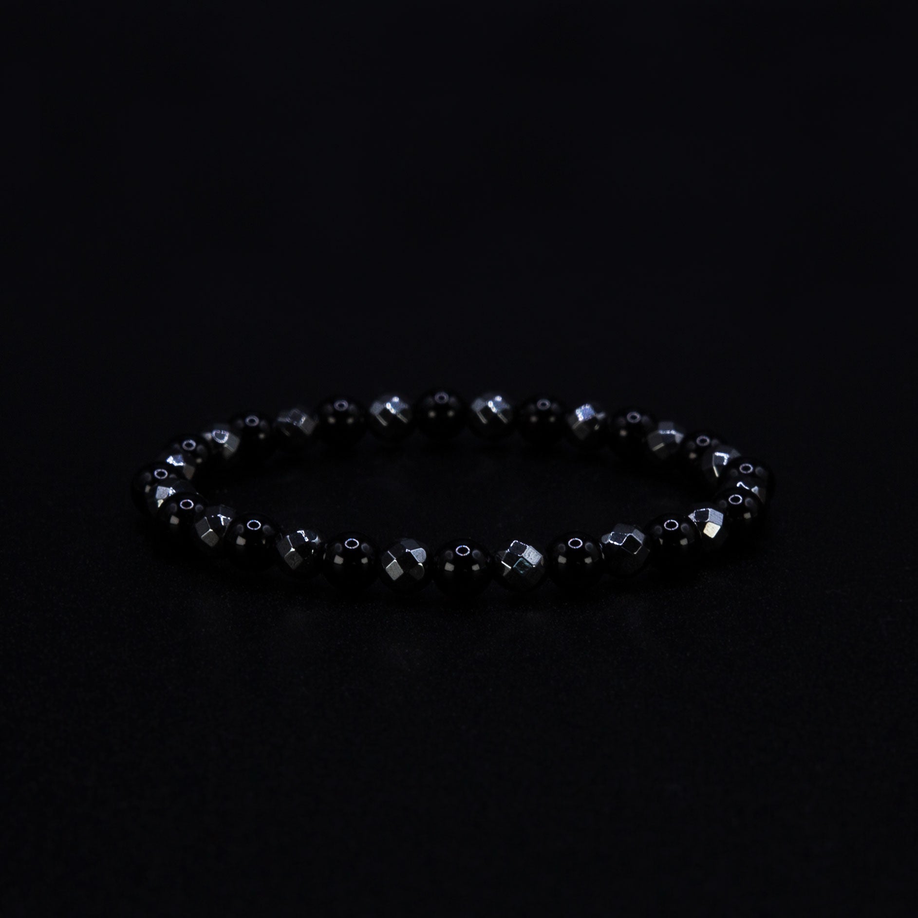 Onyx and Faceted Hematite Bracelet